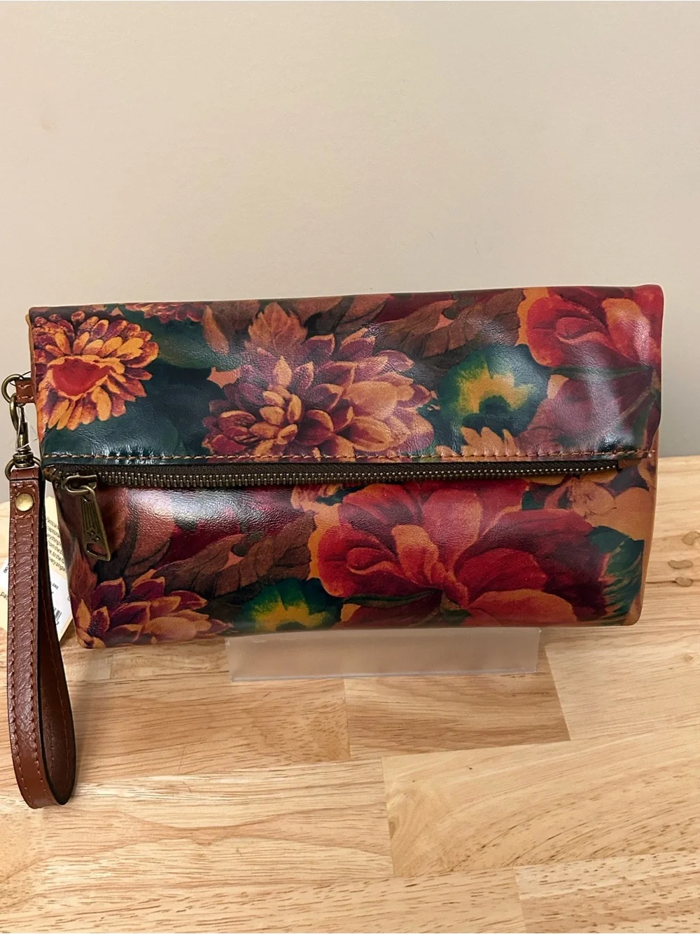 Patricia Nash Floral Zip Wristlet in Red, Orange, Green